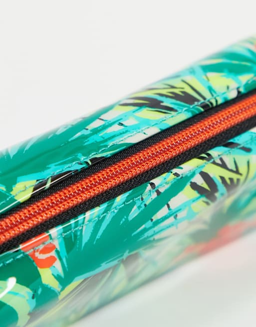 Superdry – Jelly-Federmäppchen mit tropischem Muster in Grün, 3 von 4
