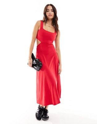 Superdry Jersey cutout midi dress in optic/kelly