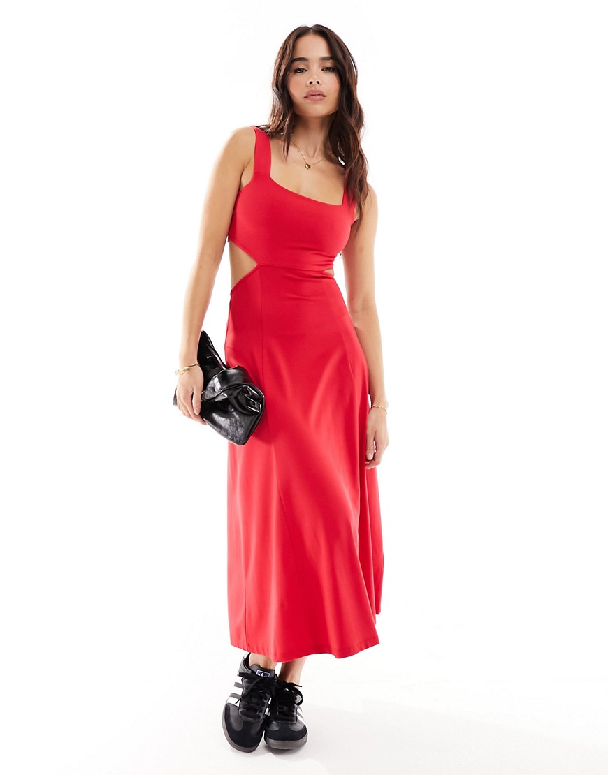 Superdry Jersey cutout midi dress in optic/kelly-Red