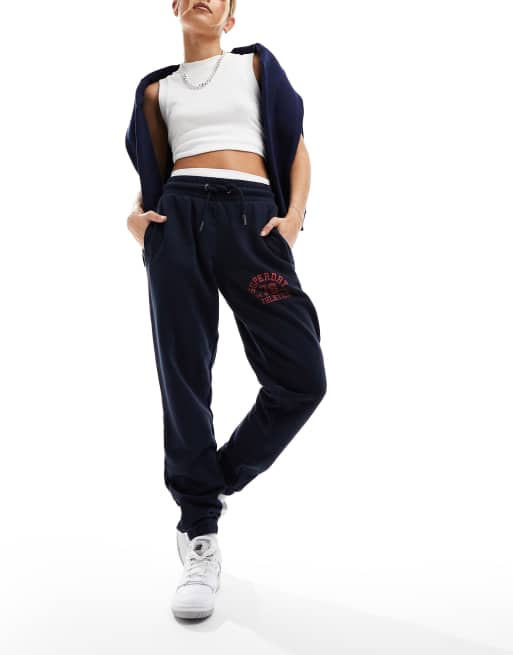 Superdry - Jogger ample style universitaire - Bleu marine