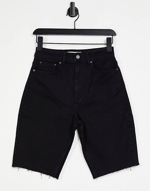 Superdry Kari high waist long line shorts in black