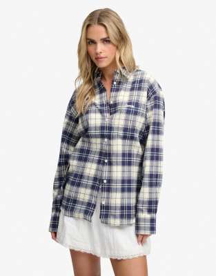 Superdry Damen Marine Für W4010547a Camisa Check Flannel Relaxed Blau (Xs), Lässig, Baumwolle, Langarm - Bild 3