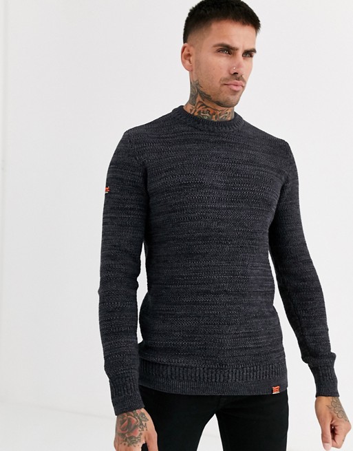 Superdry Keystone crew neck jumper in charcoal