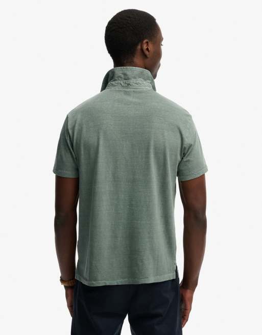 Superdry – Klassisches Polohemd aus Baumwollleinen in gedämpftem Olivgrün, 2 von 4