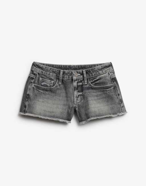 Superdry – Knappe Jeans-Shorts in Vintage-Schwarz mit niedrigem Bund, 7 von 7