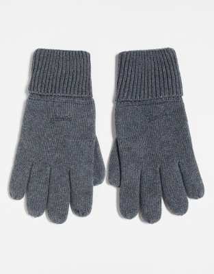 Superdry knitted logo gloves in Rich Charcoal Marl