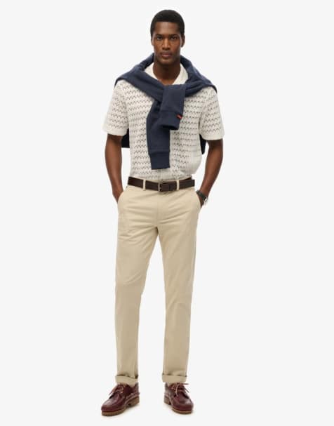 Superdry Knitted texture shirt in white crochet