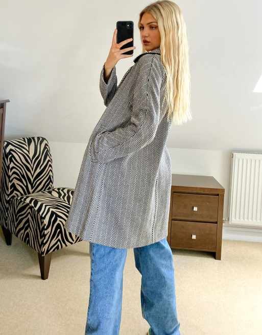 Superdry - Koben - Cappotto con motivo a spina di pesce con bottoni frontali grigio, 2 di 4