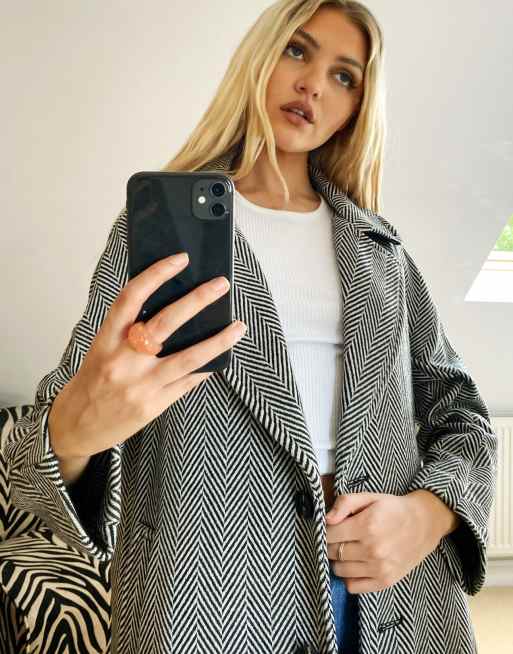 Superdry - Koben - Cappotto con motivo a spina di pesce con bottoni frontali grigio, 3 di 4