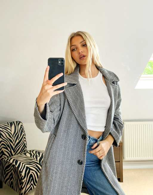 Superdry - Koben - Cappotto con motivo a spina di pesce con bottoni frontali grigio, 4 di 4