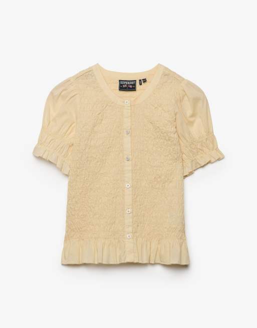 Superdry kurzärmliges Smoktop in Gelb, 5 von 5