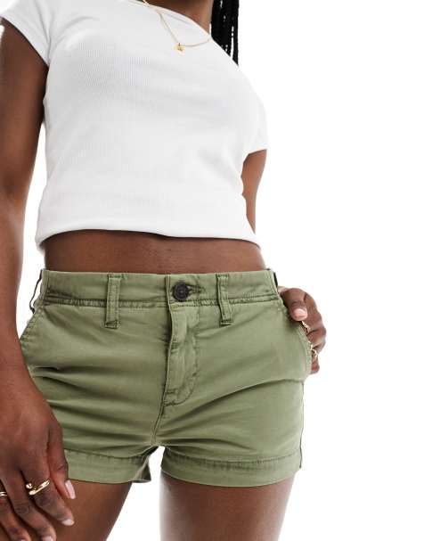Superdry – Kurze Chinoshorts in Olivgrün-Khaki - view 1