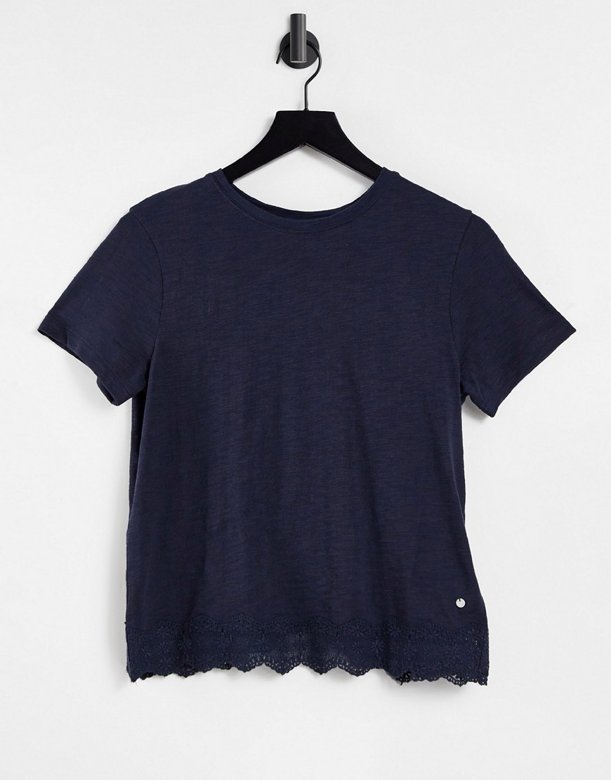 Superdry lace mix t-shirt in navy