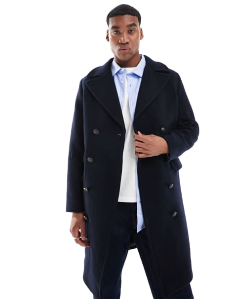 Superdry – Langer Mantel aus Wolle in Eclipse-Marineblau - view 1