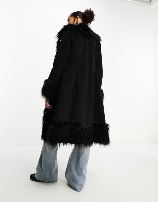 Superdry – Langer Vintage-Mantel in Schwarz ASOS