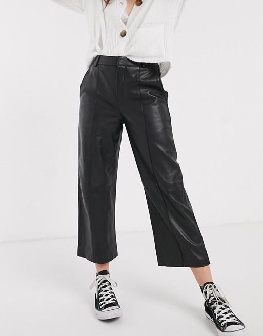 Superdry leather wide leg trouser