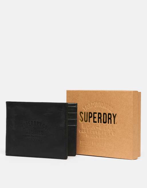Superdry – Lederbrieftasche in Schwarz