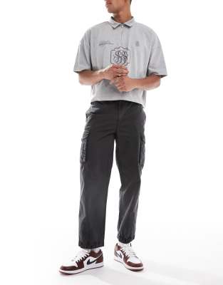 Superdry – Leichte Fallschirmhose im Cargo-Stil in Schiefergrau - view 1
