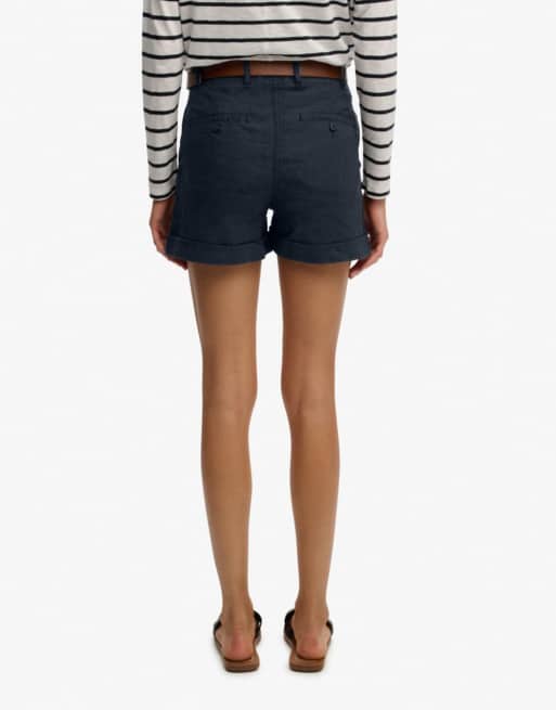 Superdry – Leinen-Shorts in Eclipse-Marineblau mit mittelhohem Bund, 2 von 7