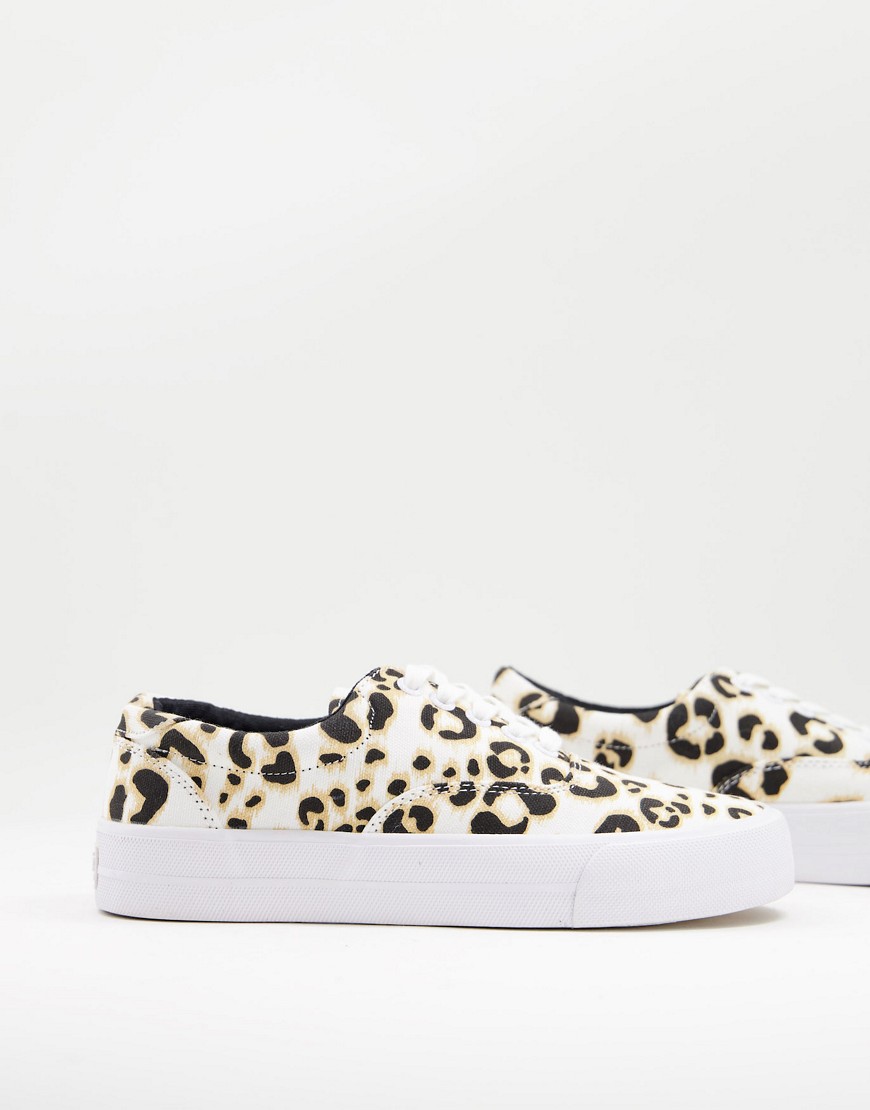 Superdry leopard print lace up sneakers in brown-Multi