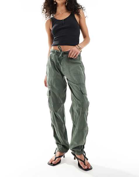 Superdry Lightweight beach cargo pants in military duck green