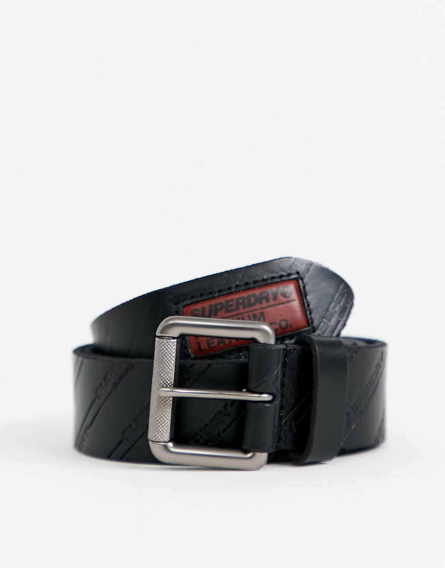Superdry - Lineman - Cintura di pelle nera-Nero