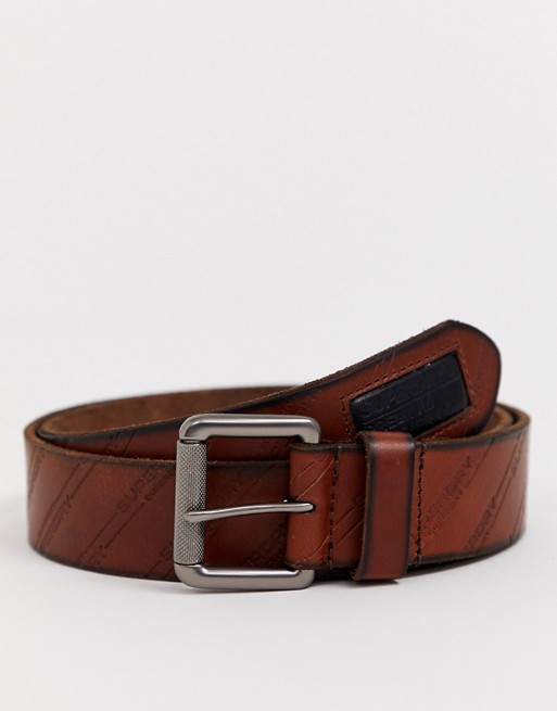 Superdry Lineman leather belt in tan