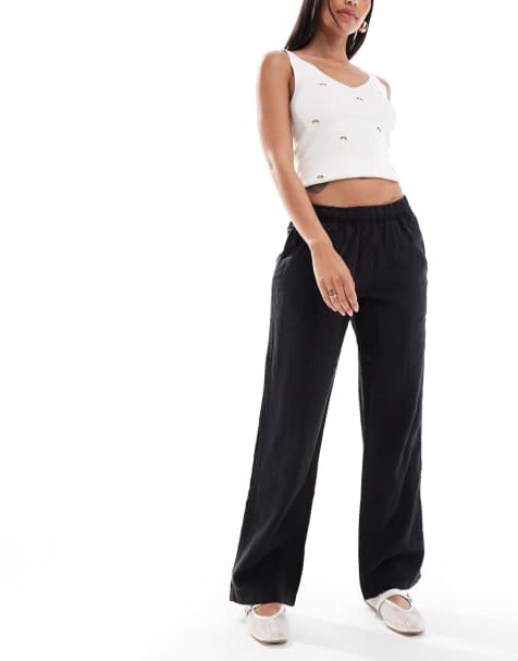 Superdry Linen drawstring pants in black - view 1