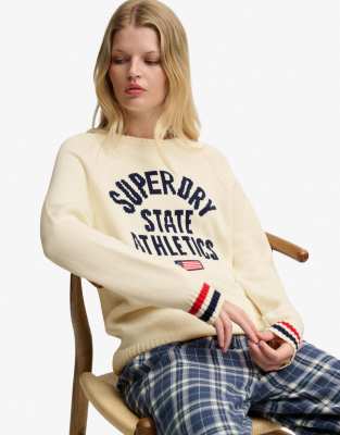 Superdry – Locker geschnittener Strickpullover mit Intarsien-Grafik in ...
