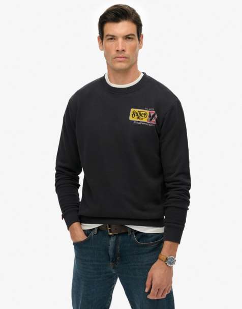 Superdry – Locker geschnittenes Sweatshirt in verwaschenem Schwarz mit „Service Supply“-Print - view 1