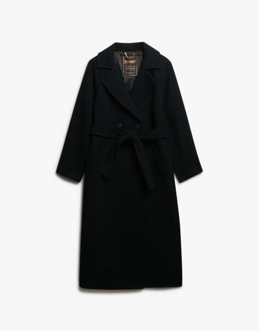 Superdry lockerer Mantel aus Wollmix in Schwarz, 7 von 7