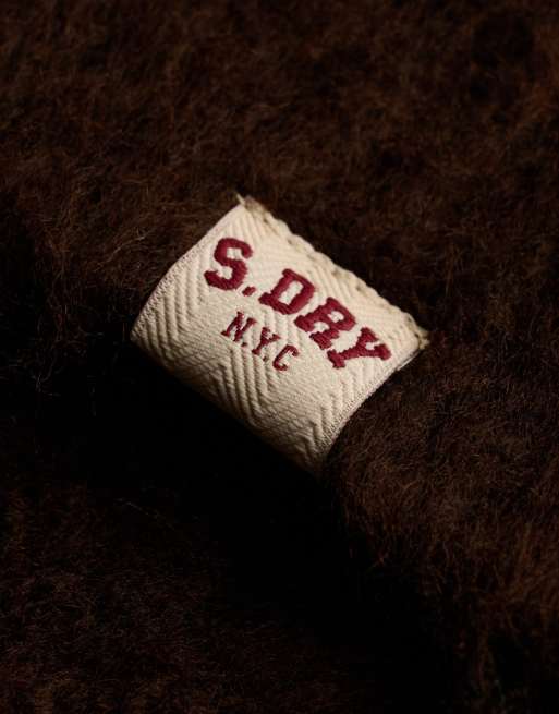 Superdry lockerer Pullover aus gebürstetem Strick in Schwarzbraun, 5 von 6
