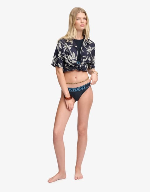 Superdry Logo classic bikini bottoms in eclipse navy, 5 of 7