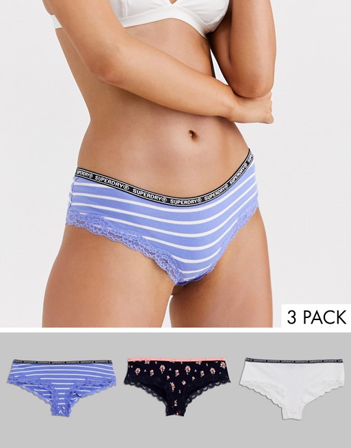 Superdry Lola lace briefs 3 pack
