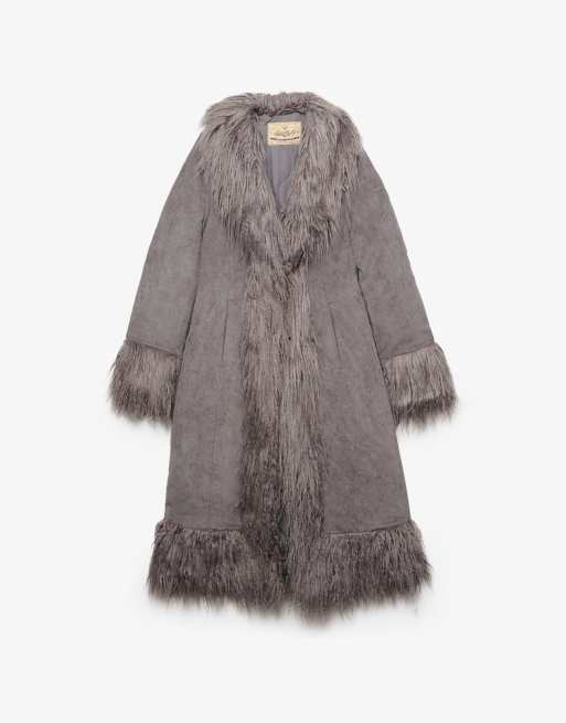 Superdry Long afghan coat in cosmic blue, 6 of 6