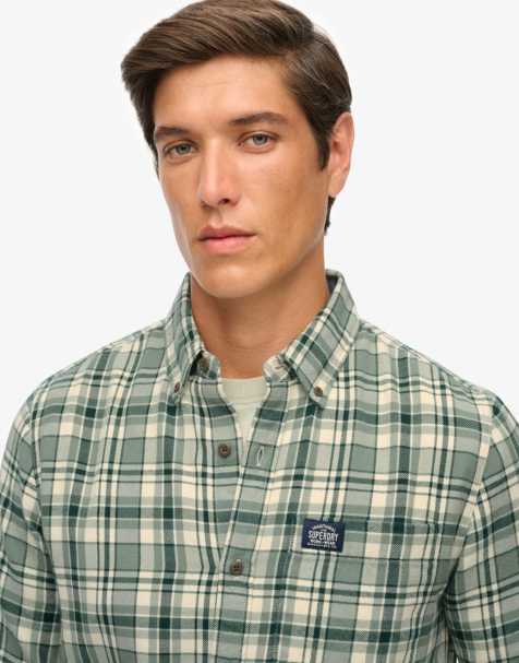 Superdry Long sleeve cotton lumberjack shirt in green check - view 1