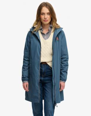 Superdry Longline Tri Coloured Windbreaker Jacket In Blue