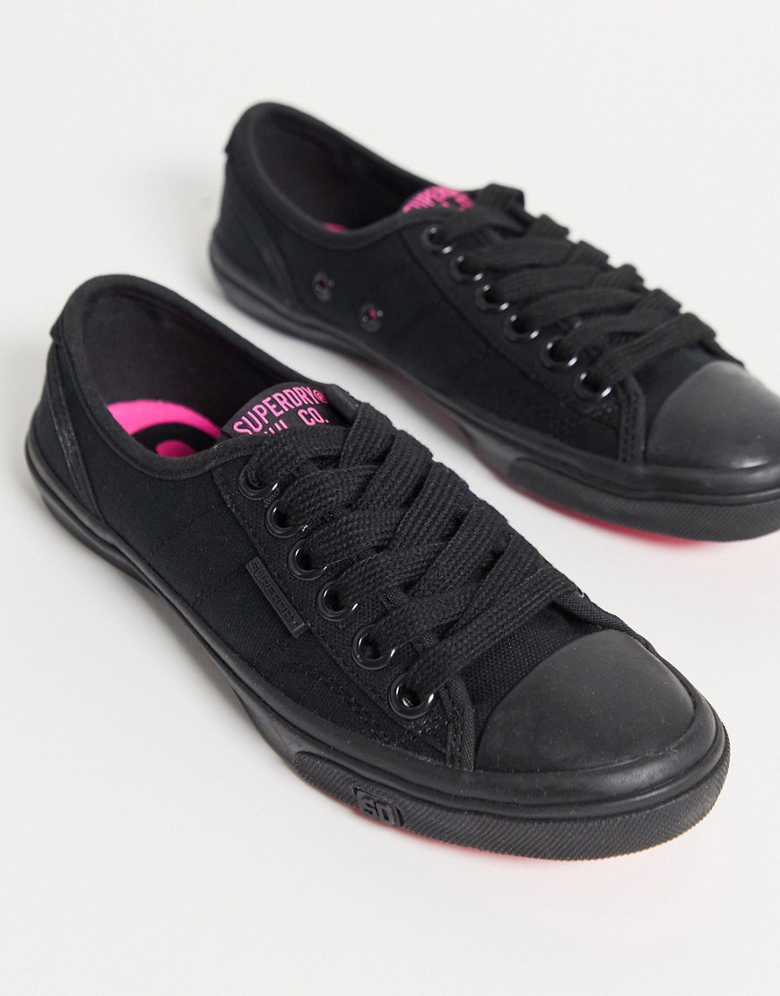 Superdry low pro lace up sneakers in black