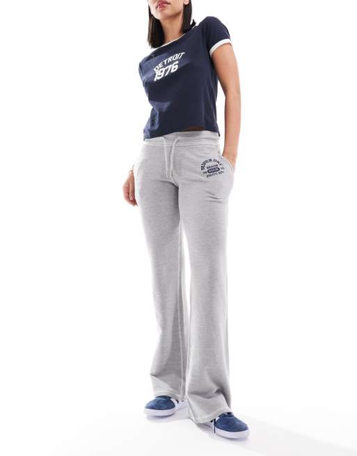 Superdry VINTAGE LOGO FLARE JOGGERS - Tracksuit bottoms - ice marl