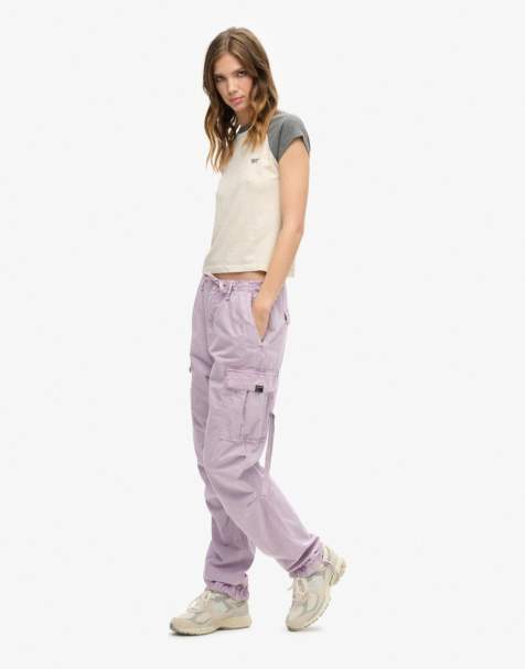 Superdry Low rise para cargo pants in soft lilac