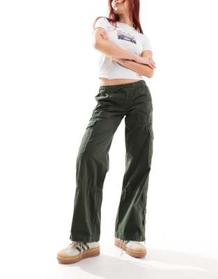 Superdry Low rise wide leg cargo pants in surplus goods