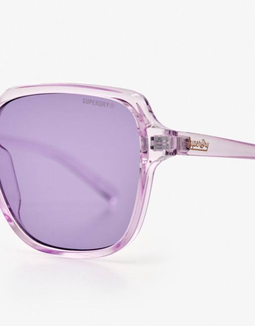 Superdry - Lunettes de soleil carrées oversize avec verres violets - Lavande, 5 de 6