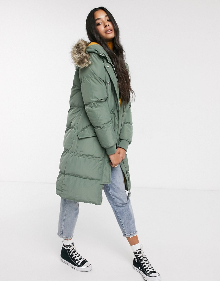 Superdry luxe longline puffer jacket-Green