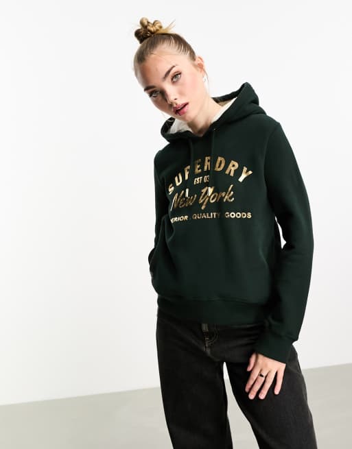 Black superdry hoodie on sale womens