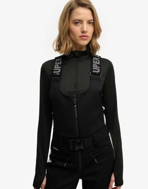 Superdry Luxe ski dungarees in black - view 1