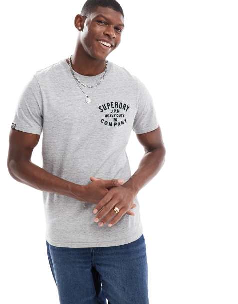 Superdry Machined goods workwear t-shirt in athletic grey marl - view 1