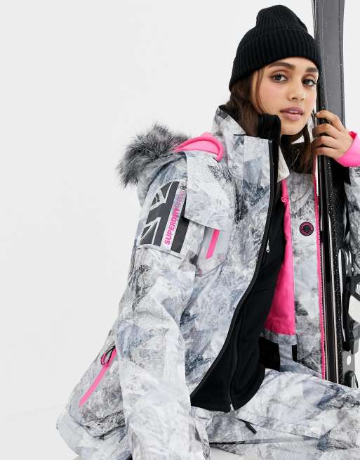 Superdry Manteau de ski avec logo et int rieur contrastant imprim multicolore