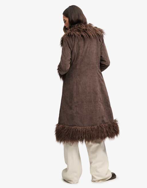 Superdry manteau long afghan marron ganache au chocolat, 6 de 7