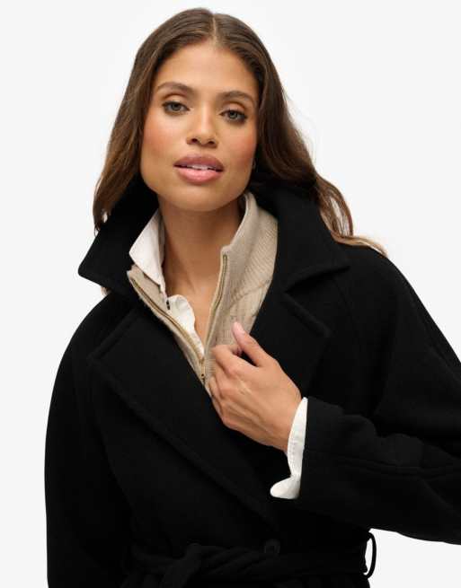 Superdry manteau long relaxed en mélange de laine noir, 3 de 7