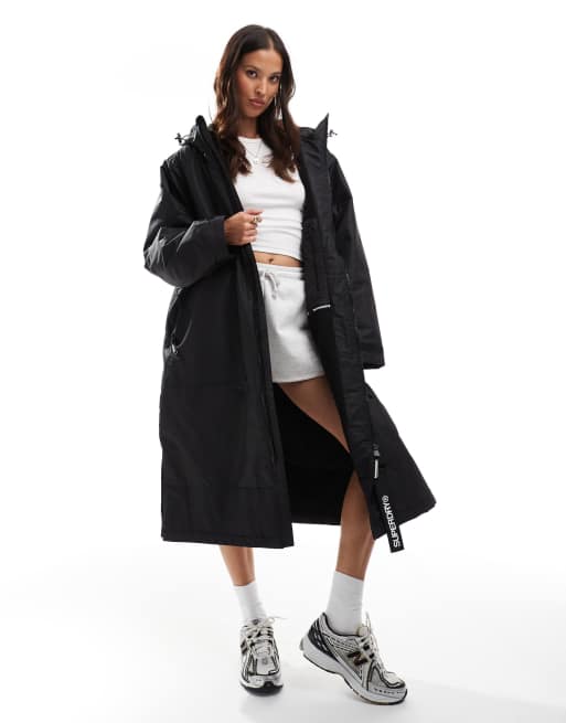 Superdry – Mantel in Schwarz/Schwarz